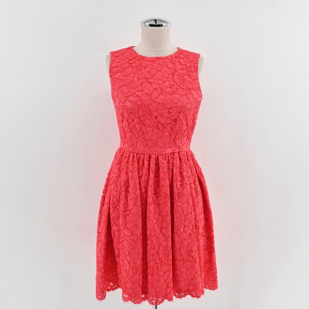 Kate Spade High Low‎ Lace Dress Size 00 Take A Walk On The Wild Side Geranium